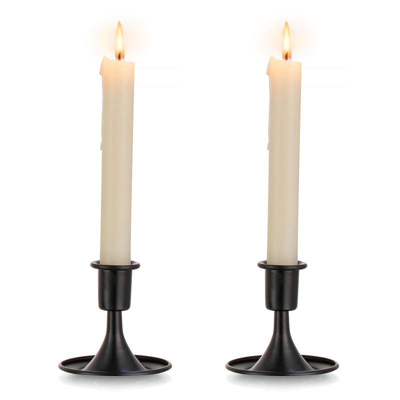 Romadedi Black Candlestick Candle Holders for Taper : Romadedi Candle Stick Holder Vintage Table Centerpiece Halloween Decoration Wedding Christmas Fireplace Mantel Home Deocr Set of 2 - Image 1