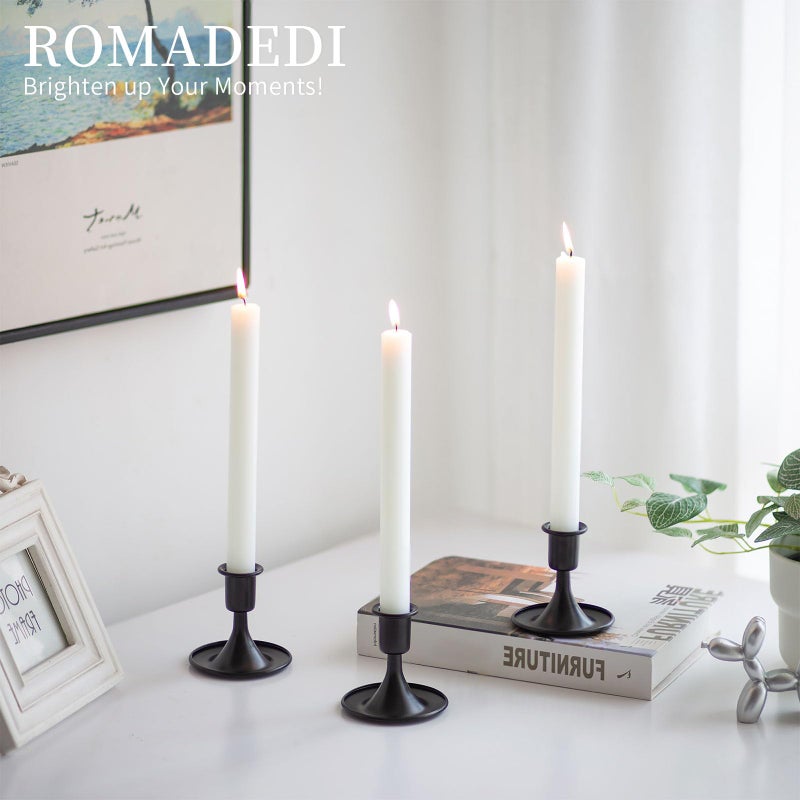 Romadedi Black Candlestick Candle Holders for Taper : Romadedi Candle Stick Holder Vintage Table Centerpiece Halloween Decoration Wedding Christmas Fireplace Mantel Home Deocr Set of 2 - Image 4