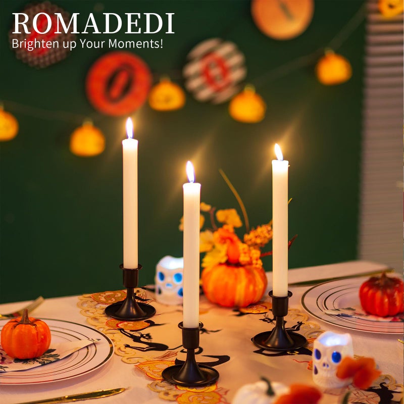 Romadedi Black Candlestick Candle Holders for Taper : Romadedi Candle Stick Holder Vintage Table Centerpiece Halloween Decoration Wedding Christmas Fireplace Mantel Home Deocr Set of 2 - Image 2