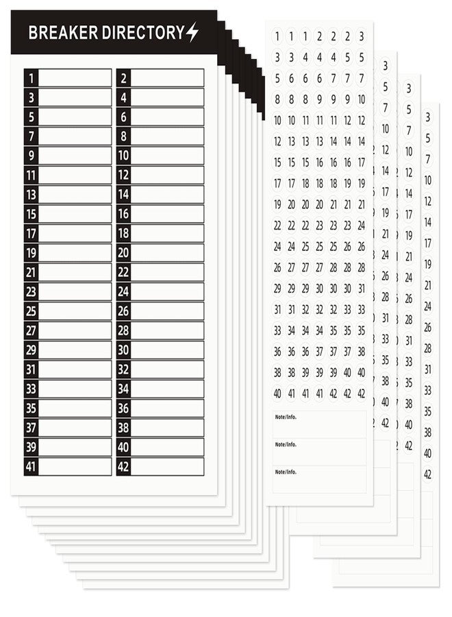 KIUKIUO 16 Sheets Breaker Panel Labels Electrical Box Sticker Numbers Breaker Panel Labels Electrical Sticker Number Catalog Load Center Adhesive Waterproof Reusable（Mix Colors） - Image 1