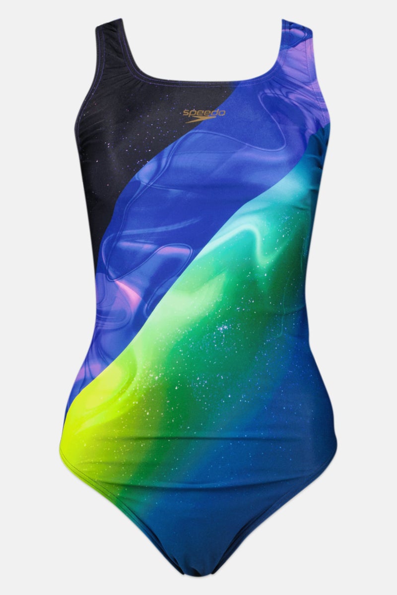 speedo Women Brand Logo Non Padded One Piece, Multicolor - Image 2