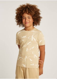 Calvin Klein Jeans Boys' Seasonal Graphic 2-Pack Short Sleeve T-Shirts - Cotton, Beige/white  - Image 2
