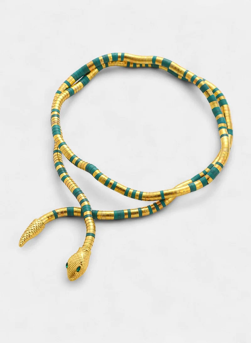 SOHI Ophidian-Wrap Statement Artificial Necklace Jewellery