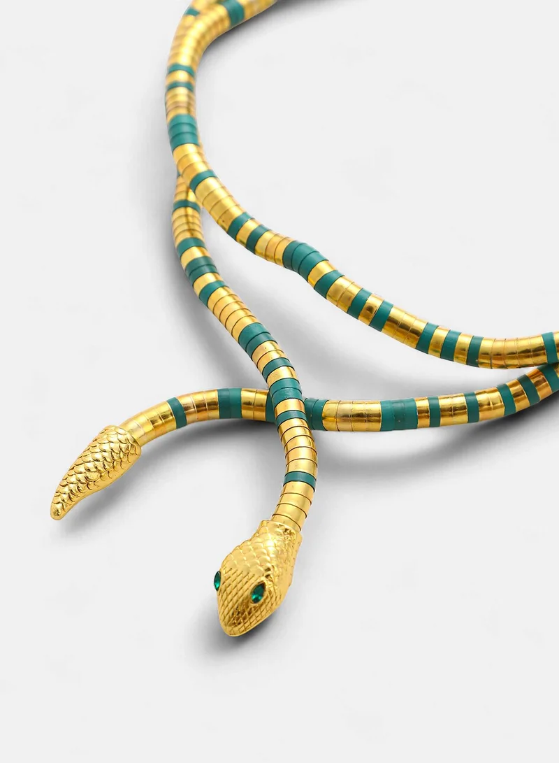 SOHI Ophidian-Wrap Statement Artificial Necklace Jewellery