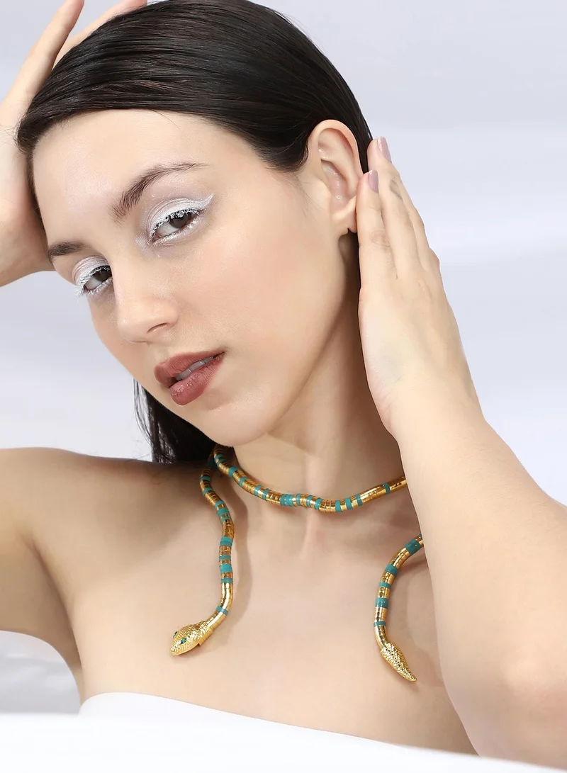 SOHI Ophidian-Wrap Statement Artificial Necklace Jewellery