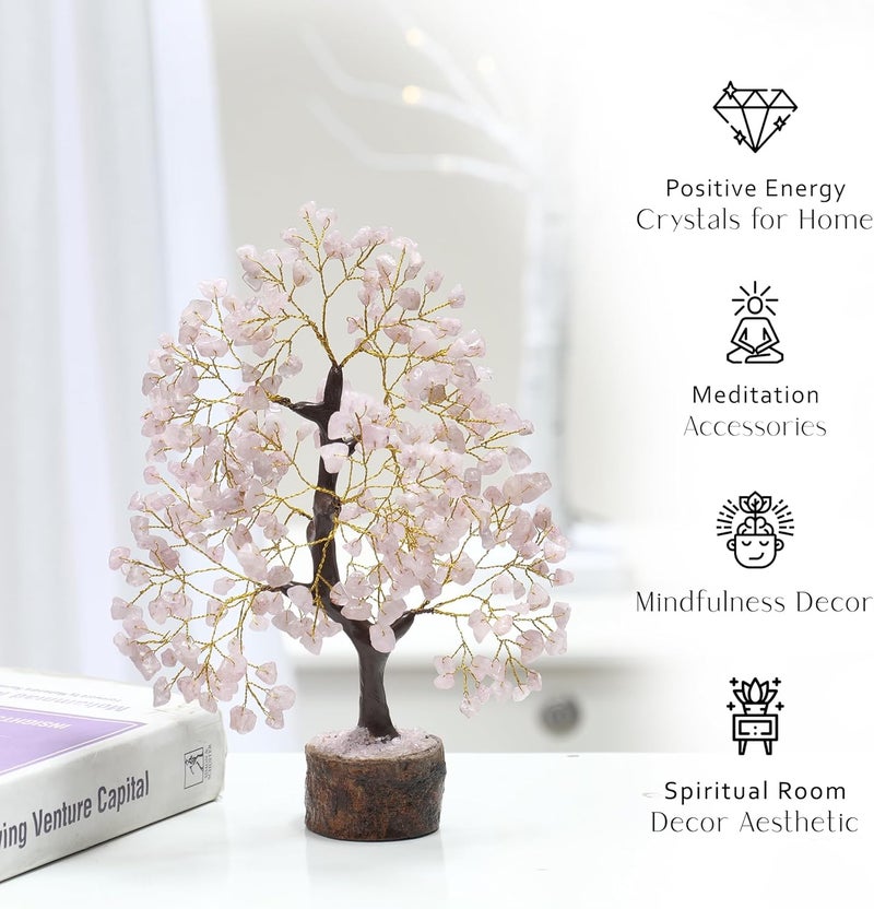 PYOR Rose Quartz Money Tree, Crystal Gifts, Rose Quartz Crystals, Fengshui Money Tree, House Warming Gifts New Home, Pink Office Supplies, Healing Crystals, Pink Room Decor for Women, Spiritual Decor - Image 2