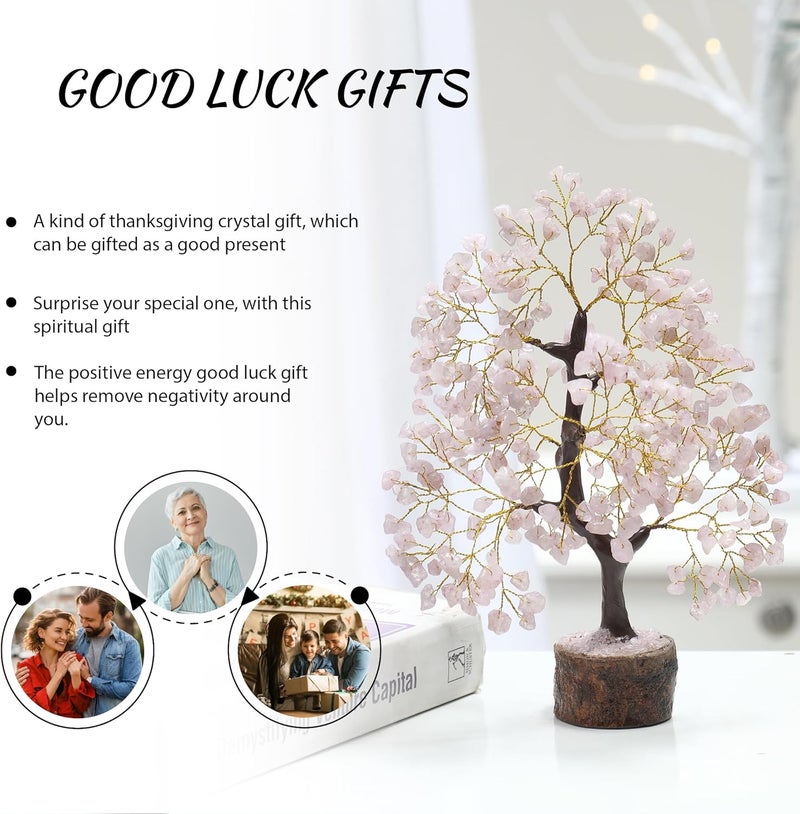 PYOR Rose Quartz Money Tree, Crystal Gifts, Rose Quartz Crystals, Fengshui Money Tree, House Warming Gifts New Home, Pink Office Supplies, Healing Crystals, Pink Room Decor for Women, Spiritual Decor - Image 3