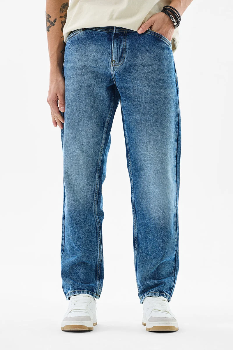 سنيتش Blue Solid Relaxed Casual Jeans