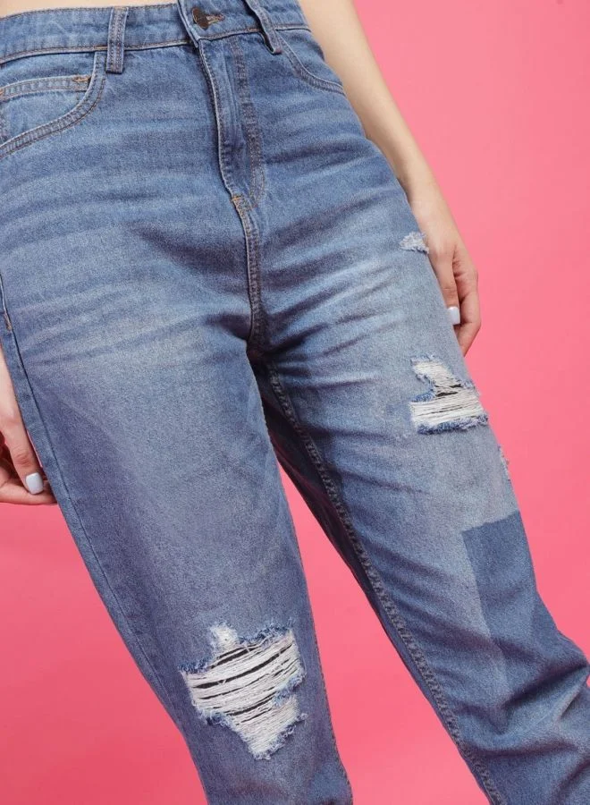 Freehand  Women Mom Fit Solid Mid Rise Jeans  | Best Price UAE