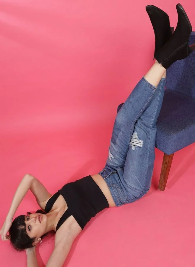 Freehand  Women Mom Fit Solid Mid Rise Jeans  | Best Price UAE