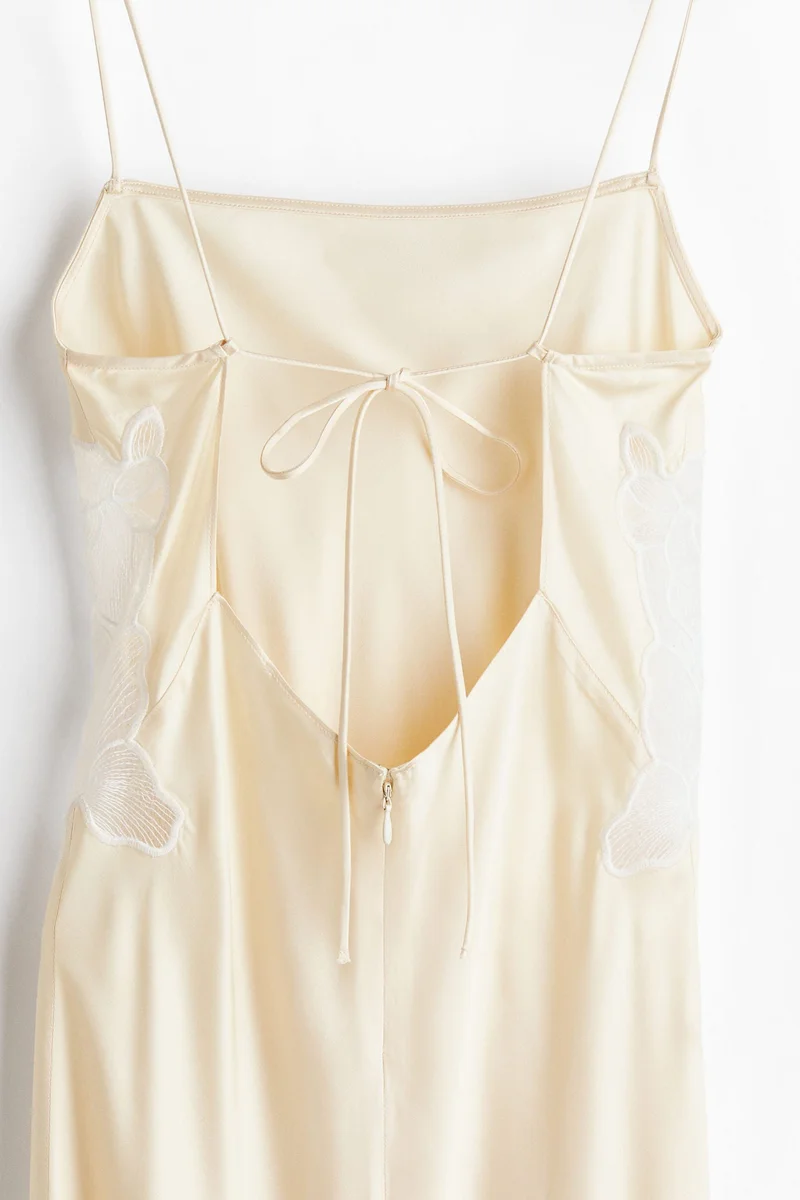 H&M  Lace-detail satin dress with scarf for Women | Best Price UAE