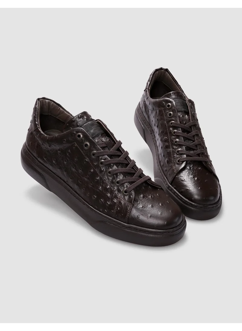 Cabani Genuine Leather Brown Lace-up Men's Sports Shoes