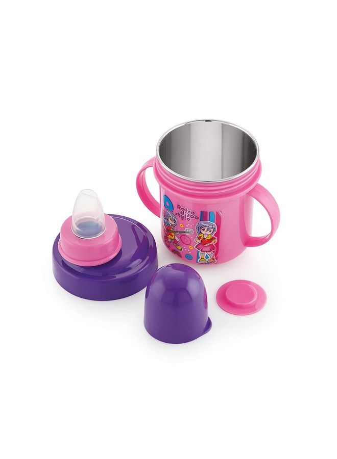 Nabhya Combo Of 2 Stainless Steel Plastic Soft Nipple Sippy Cups For Baby Sipper Cup ; Anti Spill Sippy Cup ; Bpa Free ; Plastic Sipper (Blue & Pink) - Image 3