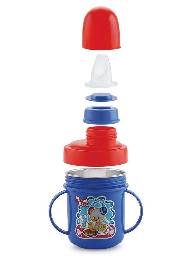 Nabhya Combo Of 2 Stainless Steel Plastic Soft Nipple Sippy Cups For Baby Sipper Cup ; Anti Spill Sippy Cup ; Bpa Free ; Plastic Sipper (Blue & Pink) - Image 5