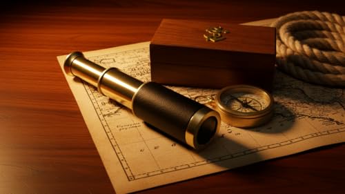 THOR INSTRUMENTS 6 Brass Handheld Telescope with Wooden Box Pirate Navigation with Anchor Wooden Box Rustic Vintage Home Decor Gifts - Image 3