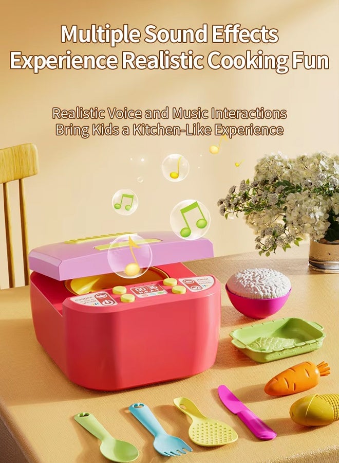 Kitchen Pretend Play Toy, Pretend Play Food for Kids Kitchen，Simulation Induction Cooker Toy with Light and Sound, Cooking Playset with Rich Accessories, Toddler Pretend Cooking Playset with Play Pots, Pans, Utensils, Cookware, Play Food Set, Toy Vegetables, Learning Gift for Girls  Boys,Ideal Gift for Kids Aged 3+ - Image 2