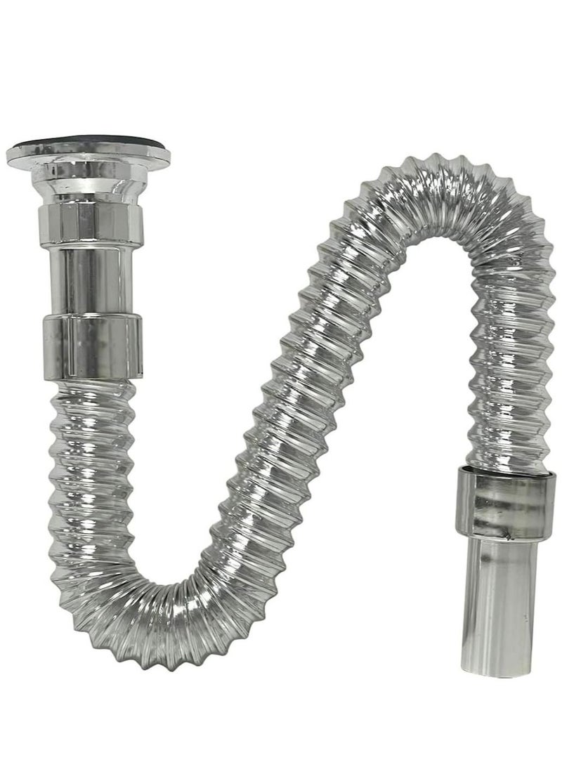 RACO RACO Heavy Duty PVC Chrome Plated Wash Basin Sink Drainage Outlet Magic pipe with Waste Flexible and Expandable Drain Pipe  - Image 1