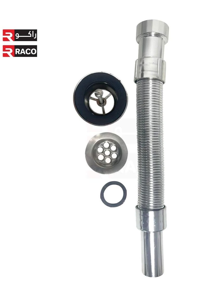 RACO RACO Heavy Duty PVC Chrome Plated Wash Basin Sink Drainage Outlet Magic pipe with Waste Flexible and Expandable Drain Pipe  - Image 3