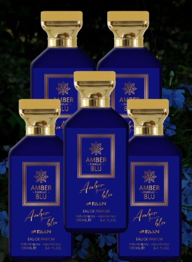 Faan 5 Pieces Amber Forever Blu Perfume 100ML - Image 1