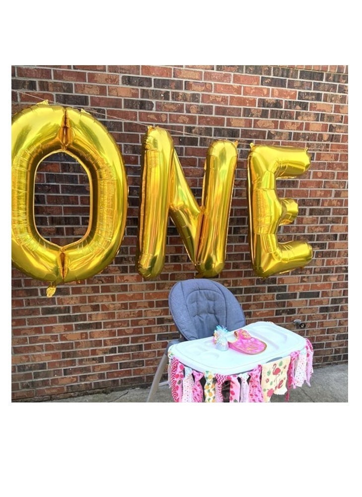 بارتي ويذ إيما الحروف الذهبية من الألف إلى الياء بالونات 32 بوصة بالونات الأبجدية الكبيرة الذهب رقائق الهيليوم رسالة بالون راية لحفل عيد ميلاد الذكرى السنوية زفاف الزفاف (Gold-E) - Image 2