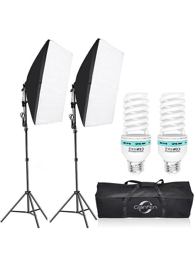 Glanfen Photography Softbox Lighting Kit with 2pcs 135W Bulbs Softboxs and Carry Bag  - Image 1