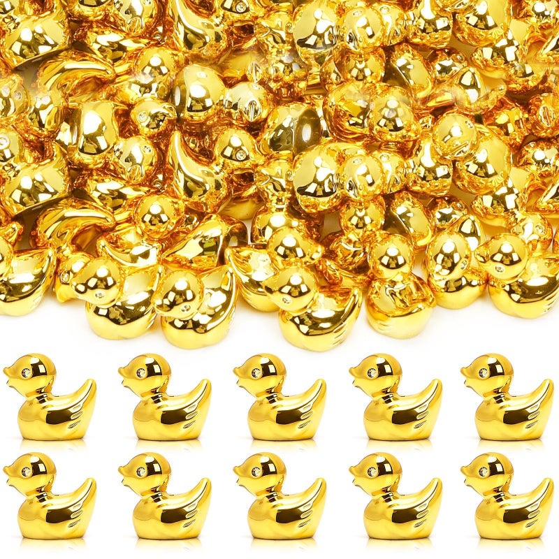 DTOFOOT 80 Pieces Gold Mini Ducks Figurines, Miniature Ducks Bulk, Resin Little Ducks for Home Decor, Vase Filler, Party Decoration (1.6 x 1.4 x 1.1 cm) - Image 1