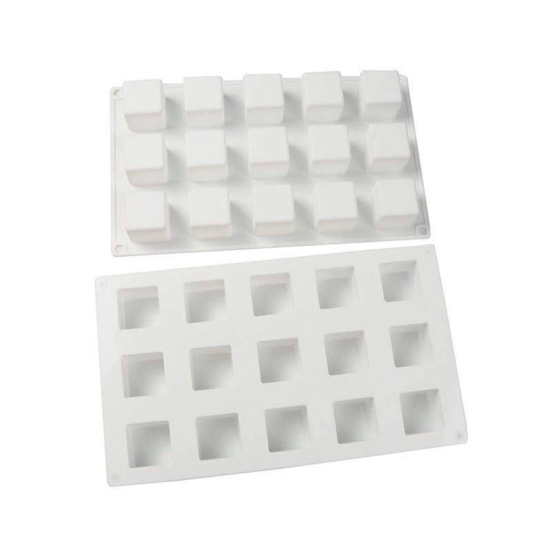 Square Silicone Cake Mold: 15 Cavity Food Grade Silicone - Easy Demoulding Heat Resistant -60°C To 240°C Mold For Home Baking, DIY Candle Making Chocolate Crafting - Image 1