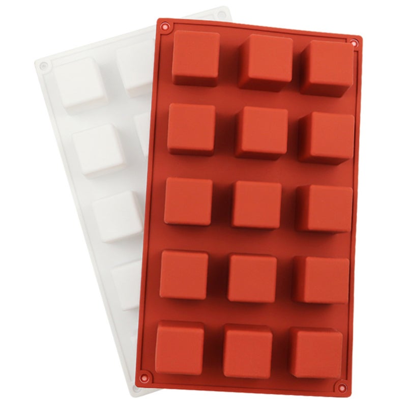 Square Silicone Cake Mold: 15 Cavity Food Grade Silicone - Easy Demoulding Heat Resistant -60°C To 240°C Mold For Home Baking, DIY Candle Making Chocolate Crafting - Image 2