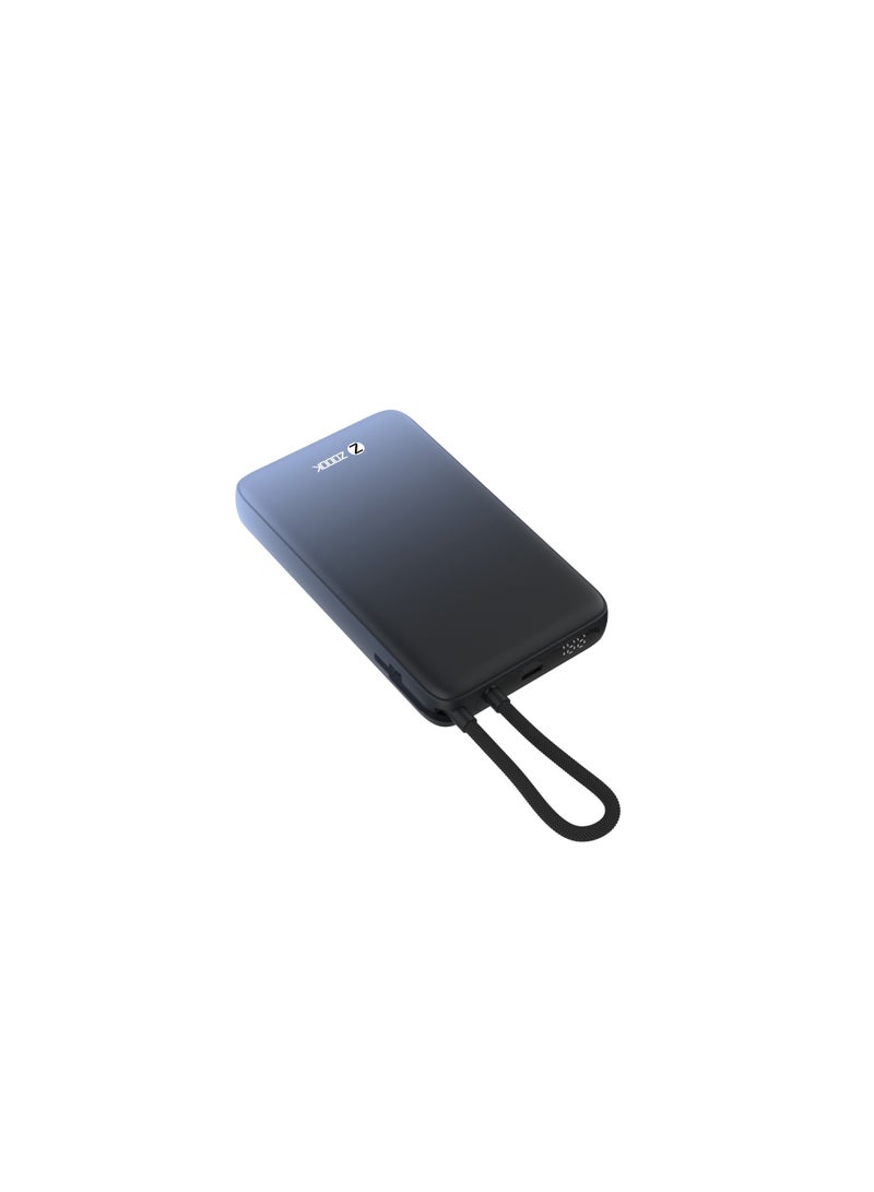 Zoook 10000mAh Power Bank with Built-in USB-C & Lightning Cables 22.5W Super Fast Charging Portable Battery Charger LED Display External Power Bank for iPhone, Samsung, Huawei, Android, iPad, AirPods, Tablets Travel-Friendly Backup Charger Slim Design Compatible with PD Devices & QC 3.0 Black** - Image 2