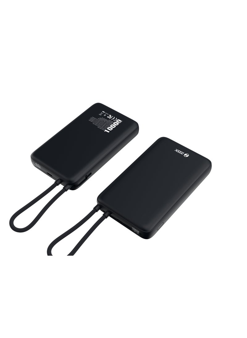 Zoook 10000mAh Power Bank with Built-in USB-C & Lightning Cables 22.5W Super Fast Charging Portable Battery Charger LED Display External Power Bank for iPhone, Samsung, Huawei, Android, iPad, AirPods, Tablets Travel-Friendly Backup Charger Slim Design Compatible with PD Devices & QC 3.0 Black** - Image 4