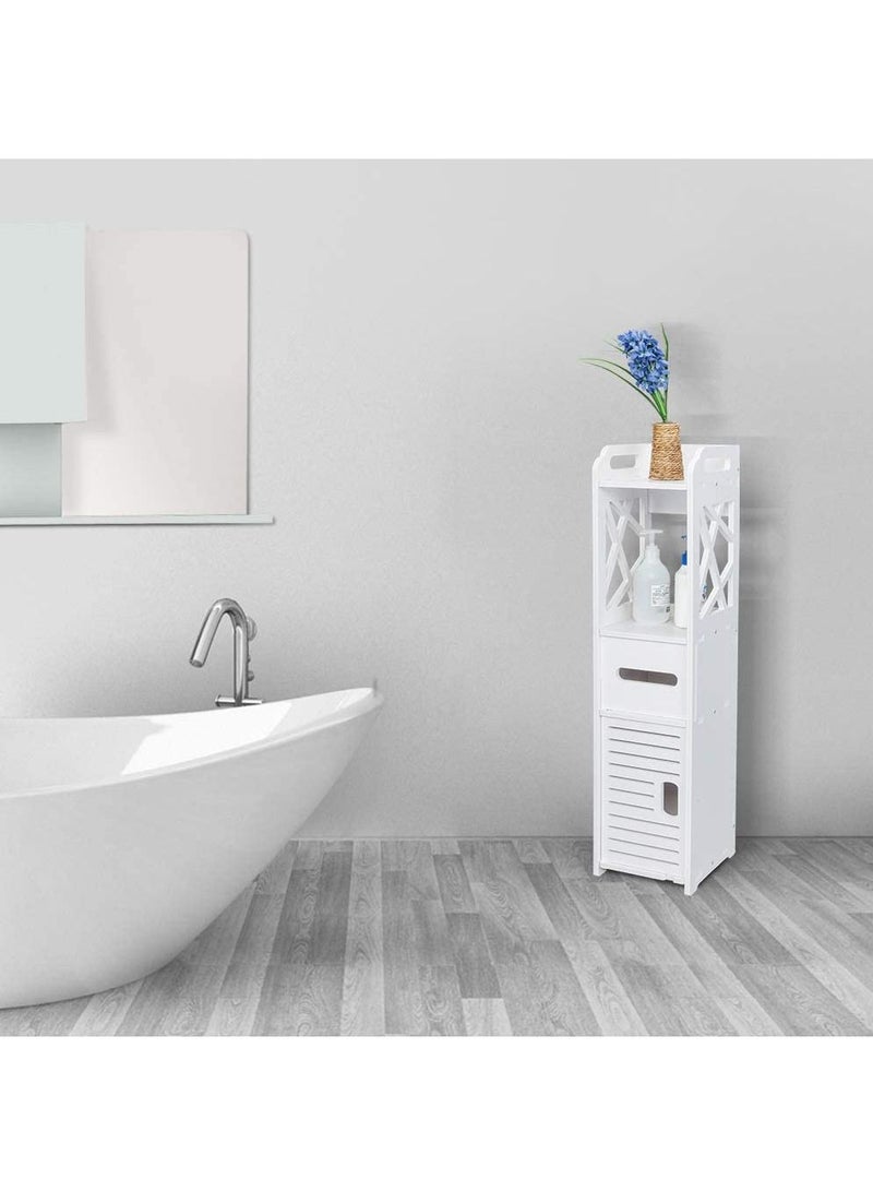 FFD Corner Shelf For Bathroom Narrow Bath Sink Organizer floor Storage Cabibet Small Shelf Match Any Room To Organizing Thin Toilet Vanity Rack Towel Holder  - Image 1