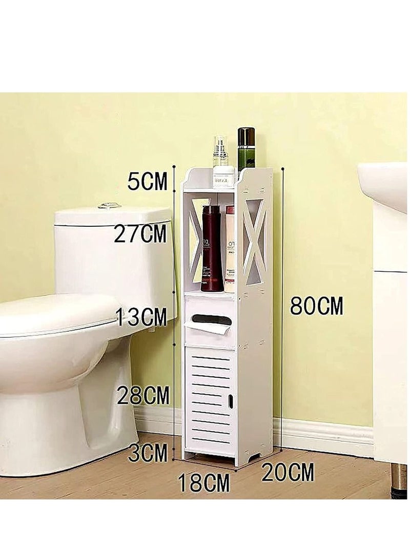 FFD Corner Shelf For Bathroom Narrow Bath Sink Organizer floor Storage Cabibet Small Shelf Match Any Room To Organizing Thin Toilet Vanity Rack Towel Holder  - Image 4