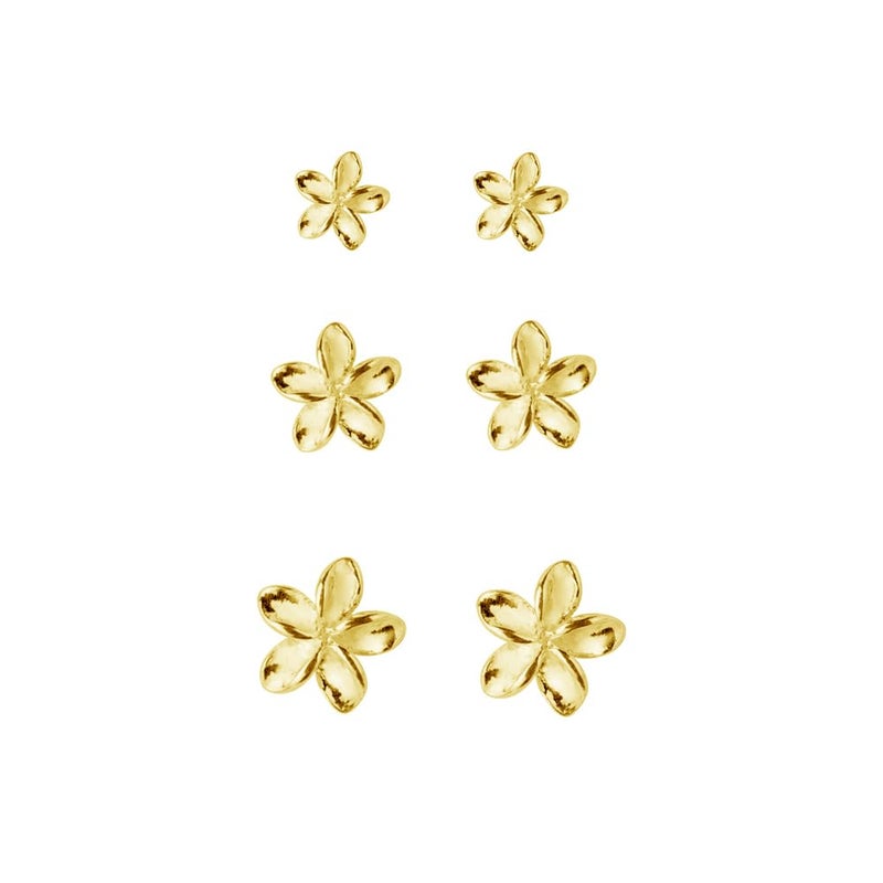 Dtja 3 Pairs Tiny Flower Stud Earrings 925 Sterling Silver Set for Women Girls Cute Cartilage 20g Studs Tragus Post Pin Hypoallergenic Jewelry Gifts Birthday Holiday Gold-Tone - Image 1
