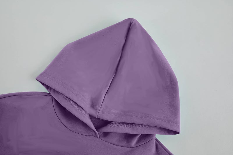 Meikulo Crop Tops for Teen Girls Hoodies Two Piece Outfits Tracksuit Activewear Kids Cute Long Sleeve Sweatshirts Sweatpants Purple, 11-12 T - Image 4