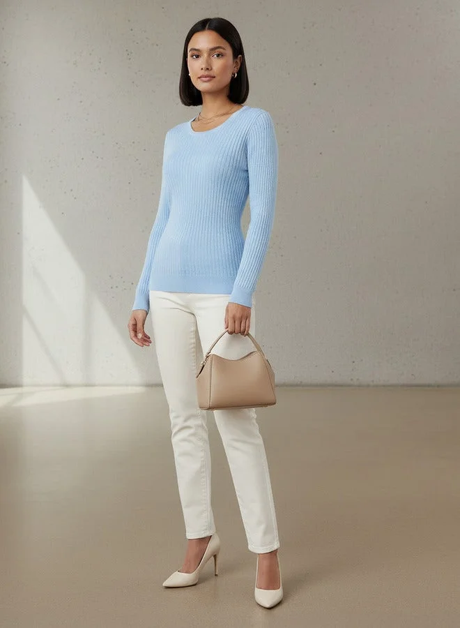 تواكستريمز كنزة تريك بياقة دائرية بقصة ضيقة وملمس مميز