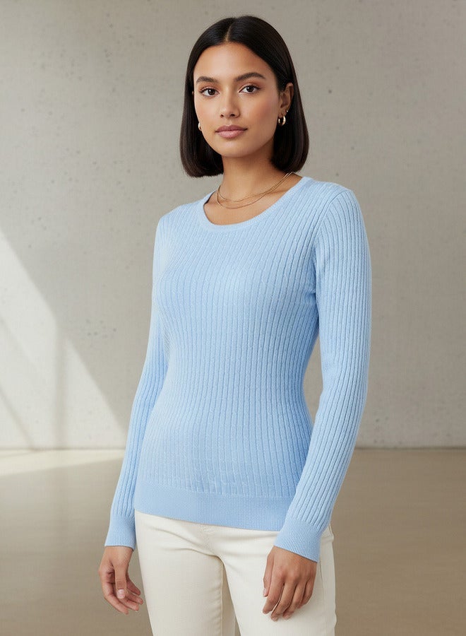 2Xtremz Slim Fit Textured Round Neck Tricot Sweater - Image 1