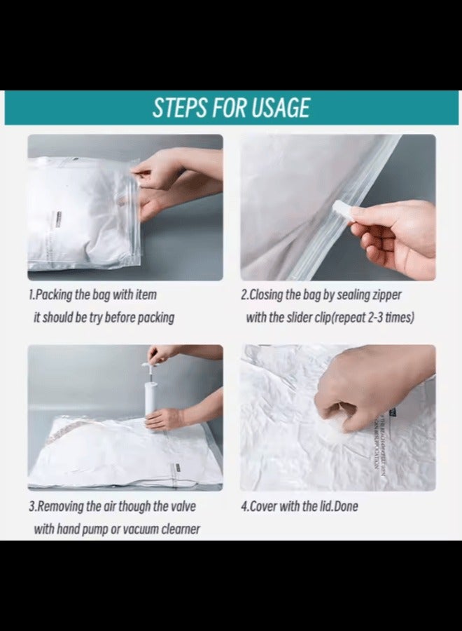 H.F.J 12-Pack Vacuum Storage Bags with Hand Pump - Space Saver Compression Bags for Clothes, Blankets, Comforters - Variety Pack (3 Jumbo, 3 Large, 3 Medium, 3 Small) - Image 3