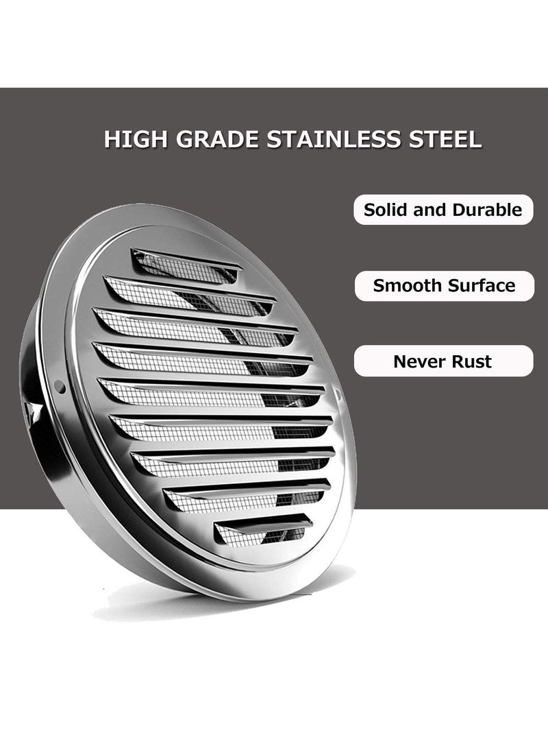 SYOSI Stainless Steel Cap for Exterior Wall Vents, Louvered Grille Cover Ventilation Hood, Kitchen Exhaust Pipe Breathable Windscreen with Fly Net suitable for House - Image 3