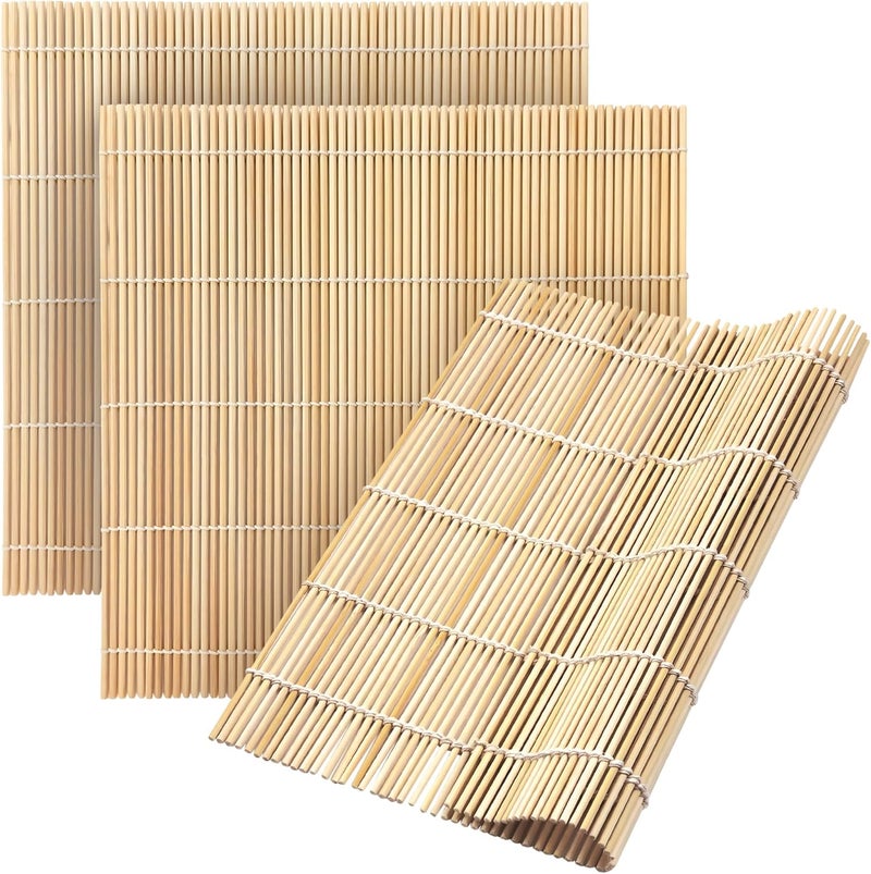 Fusion Select 3 Pk Bamboo Sushi Mat  Sushi Roller Mat for Making Shaping  Molding Sushi Roll  Kimbap  FoodSafe Sushi Making Supplies Tools  Accessories  Made of Natural Bamboo  95x95 - Image 1