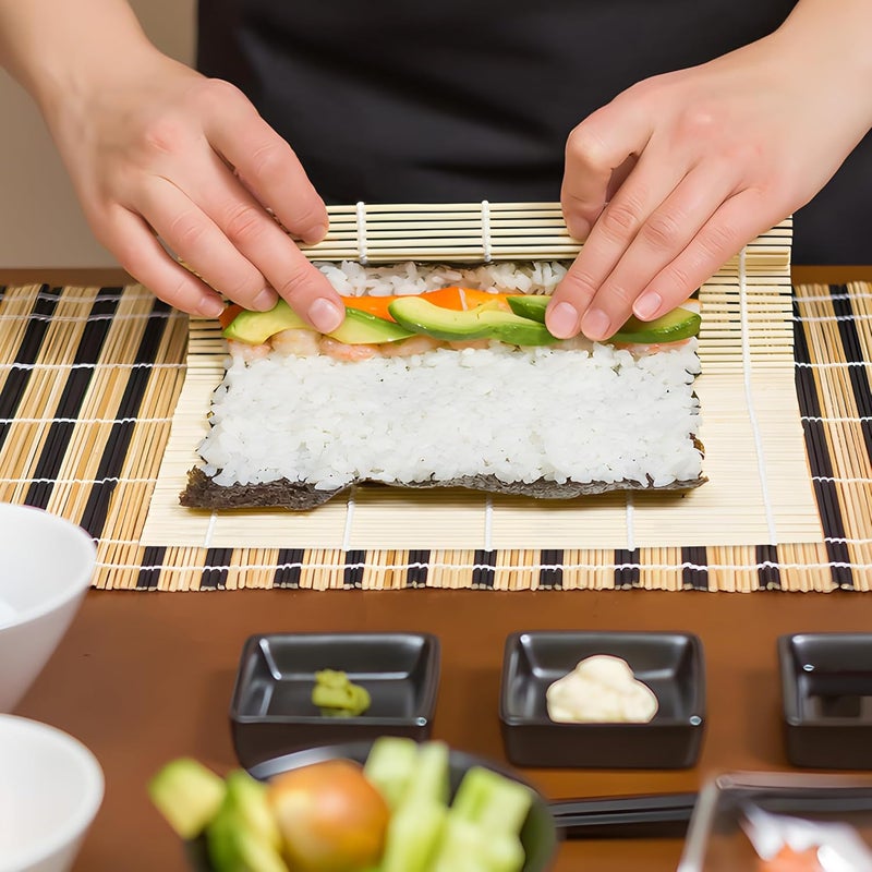 Fusion Select 3 Pk Bamboo Sushi Mat  Sushi Roller Mat for Making Shaping  Molding Sushi Roll  Kimbap  FoodSafe Sushi Making Supplies Tools  Accessories  Made of Natural Bamboo  95x95 - Image 2