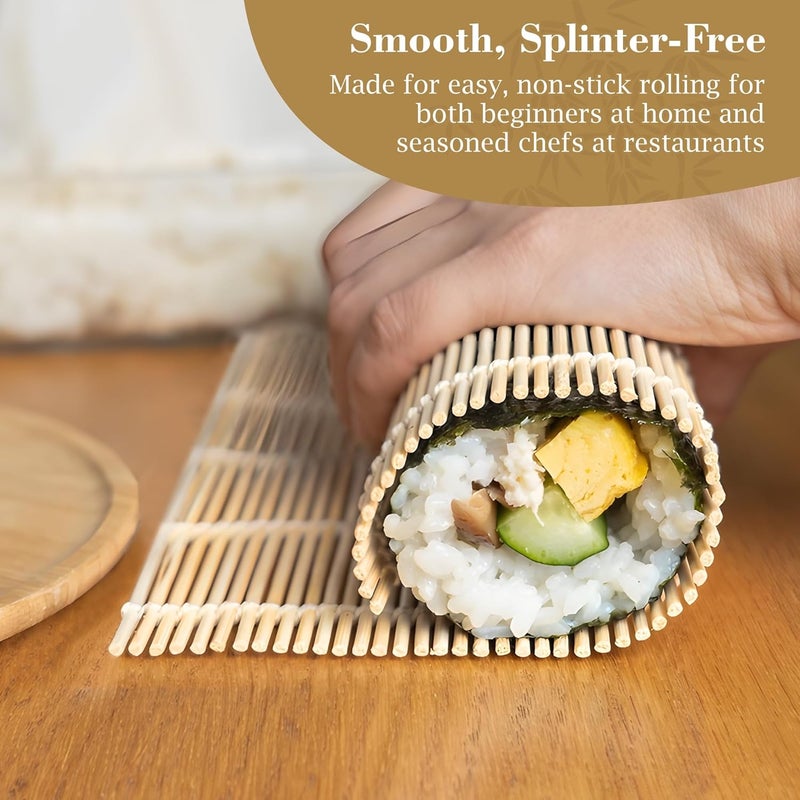 Fusion Select 3 Pk Bamboo Sushi Mat  Sushi Roller Mat for Making Shaping  Molding Sushi Roll  Kimbap  FoodSafe Sushi Making Supplies Tools  Accessories  Made of Natural Bamboo  95x95 - Image 4