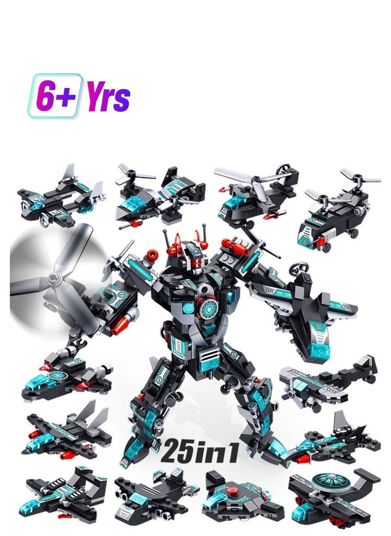 Robot Building Blocks Toy from 6 7 8 9 10 Years for Boys 577 Pieces Construction Toy 25-in-1 STEM Building Learning Toy Aeroplane Building Kit Educational Gift for Boys and Girls  - Image 1