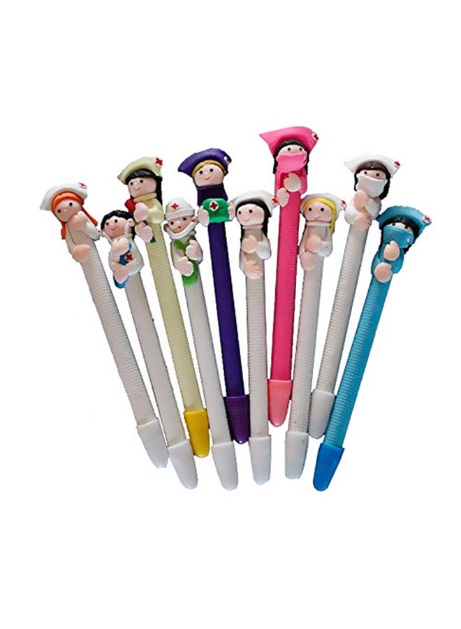 10-Piece Doctor And Nurse Polymer Caly Ball Point Pen Set Multicolour - Image 1