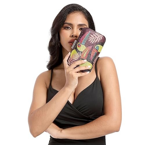 Boutique De FGG Mini Toucan Bird Crystal Clutch Purses for Women,Evening Minaudiere Handbags,Party Rhinestone Clutch Bag,Purple - Image 3