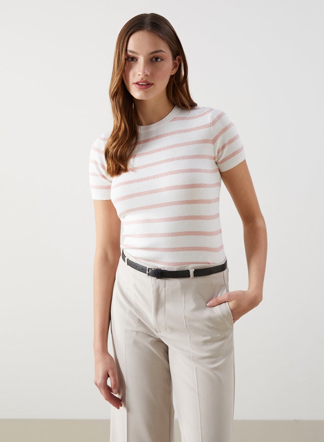 LC WAIKIKI Crew Neck Striped Women's Knitwear Sweater  - Image 1