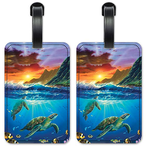 Art Plates Sea Turtles - Luggage ID Tags - Suitcase Identification Cards - Set of 2 - Image 1