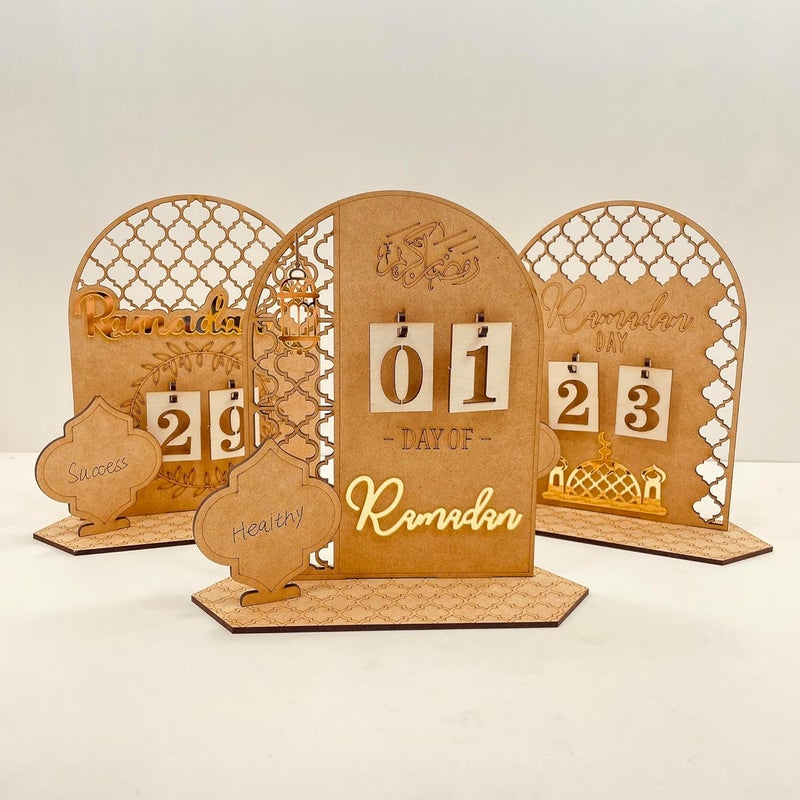 Ramadan Advent Calendar Wooden Countdown Tracker for Kids - Eid Mubarak Home Decoration - Image 3