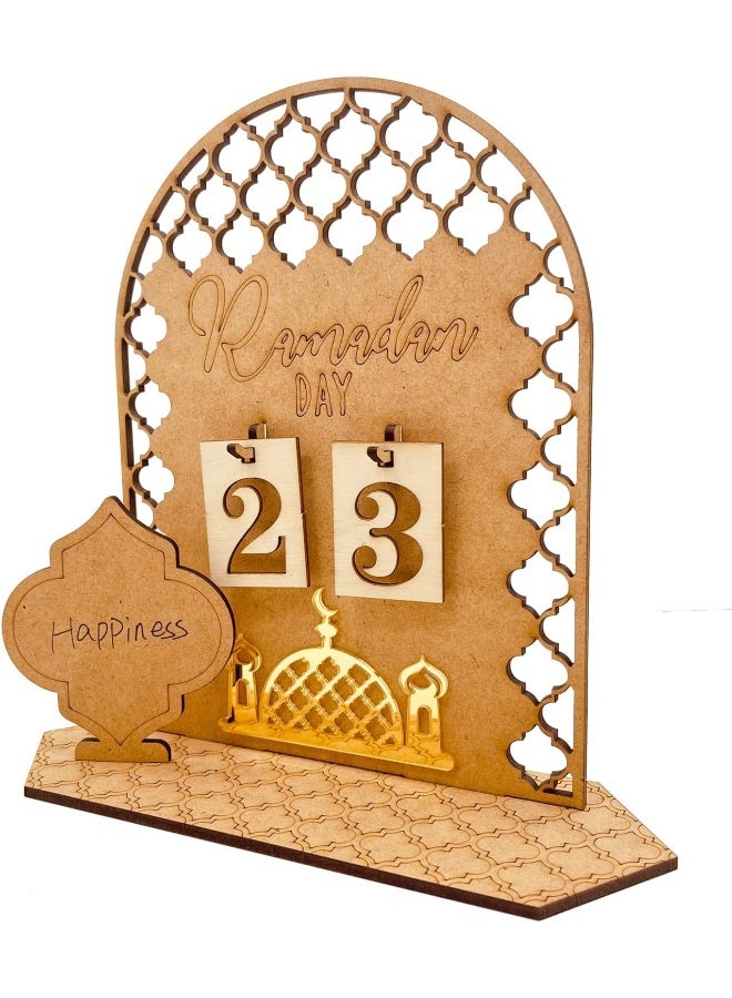 Ramadan Advent Calendar Wooden Countdown Tracker for Kids - Eid Mubarak Home Decoration - Image 1