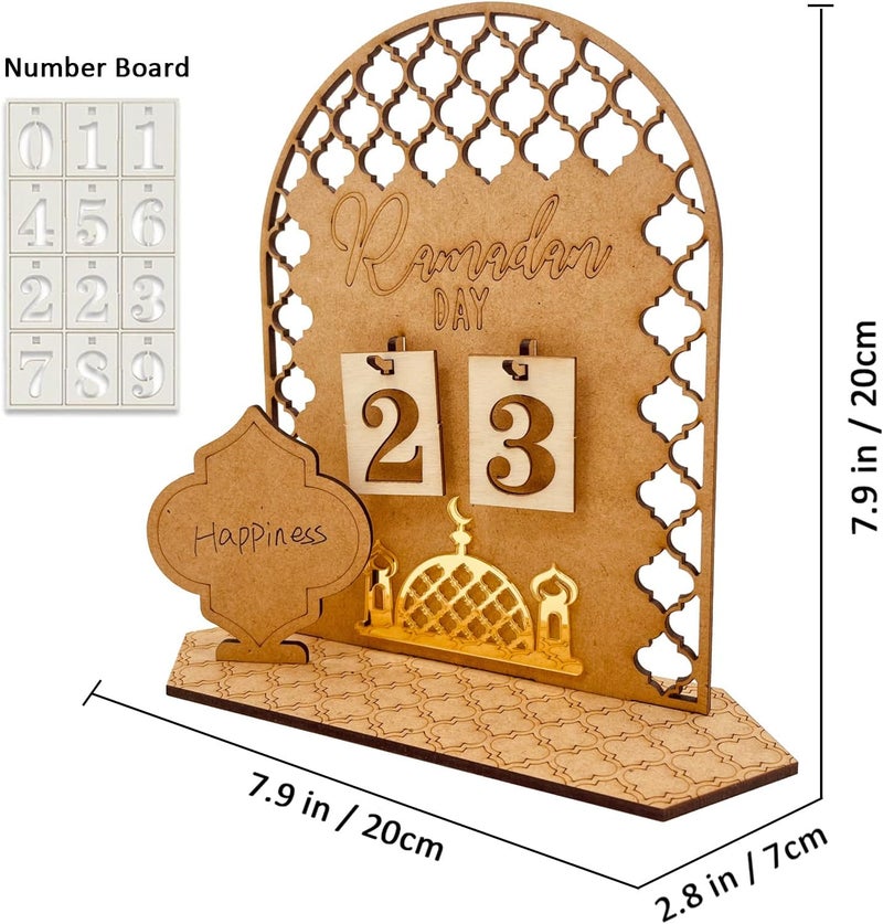 Ramadan Advent Calendar Wooden Countdown Tracker for Kids - Eid Mubarak Home Decoration - Image 2