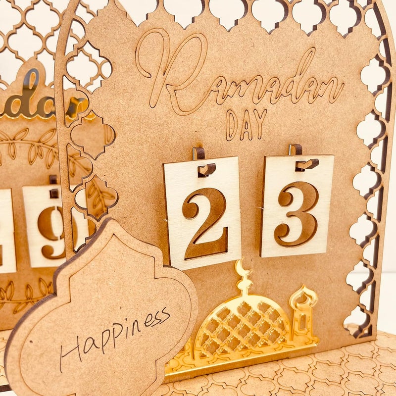 Ramadan Advent Calendar Wooden Countdown Tracker for Kids - Eid Mubarak Home Decoration - Image 4
